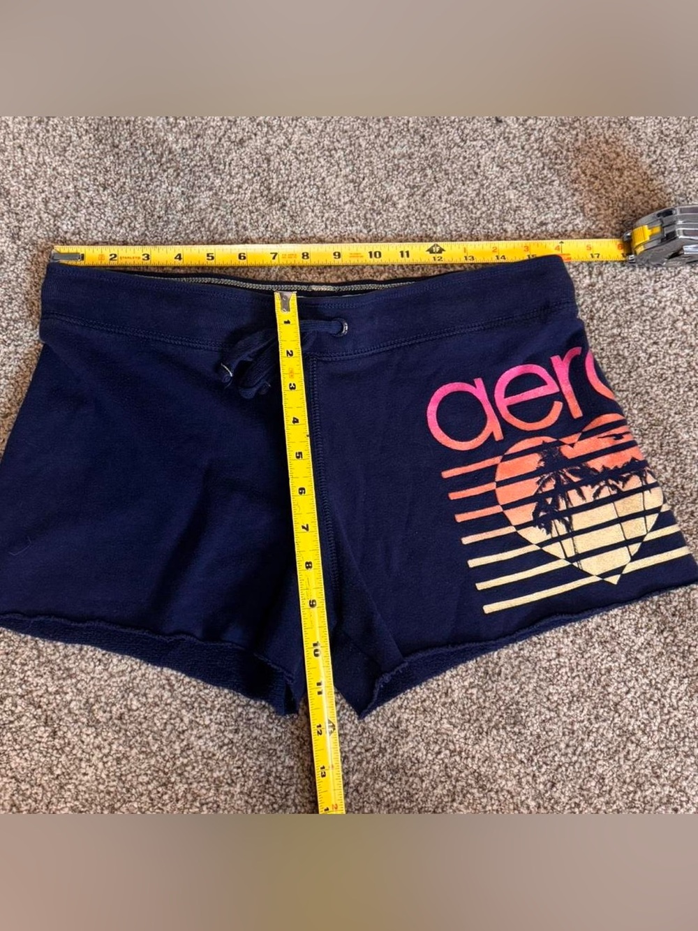 Aeropostale Y2K navy blue shorts with pink and yellow glitter logo - Picture 4 of 5